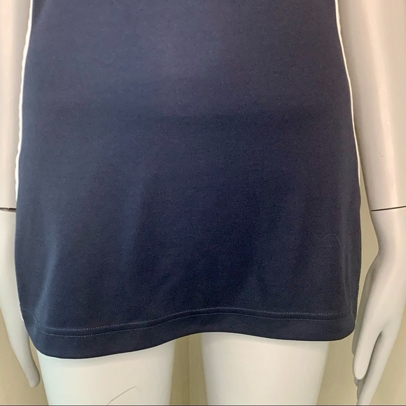 NIKE Vintage Athletic Tennis Tank Dress Coverup Navy With White Stripe V-Neck - Picture 5 of 12
